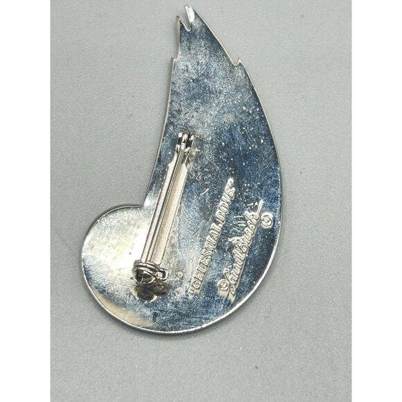 Laurel Burch Pin Brooch Celestial Dove Silver Tone Purple Enameled Bird - Picture 5 of 7